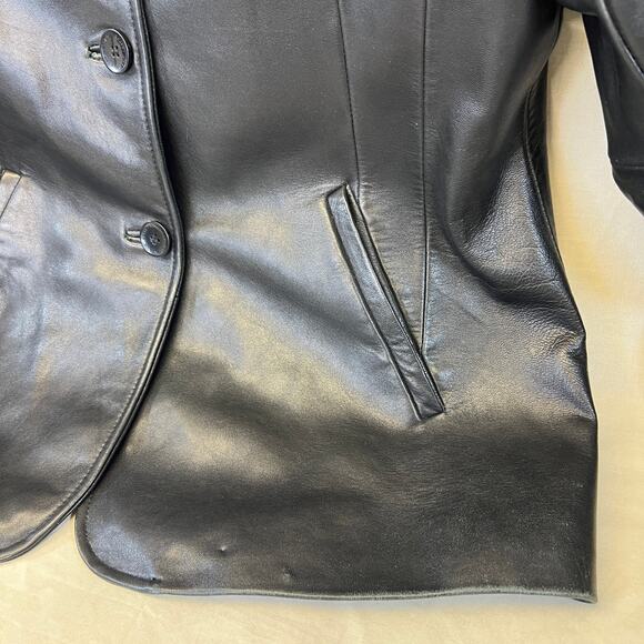 WILSONS Leather Pelle Studio 3-Button Jacket Women’s Size Large Collared - Picture 4 of 9
